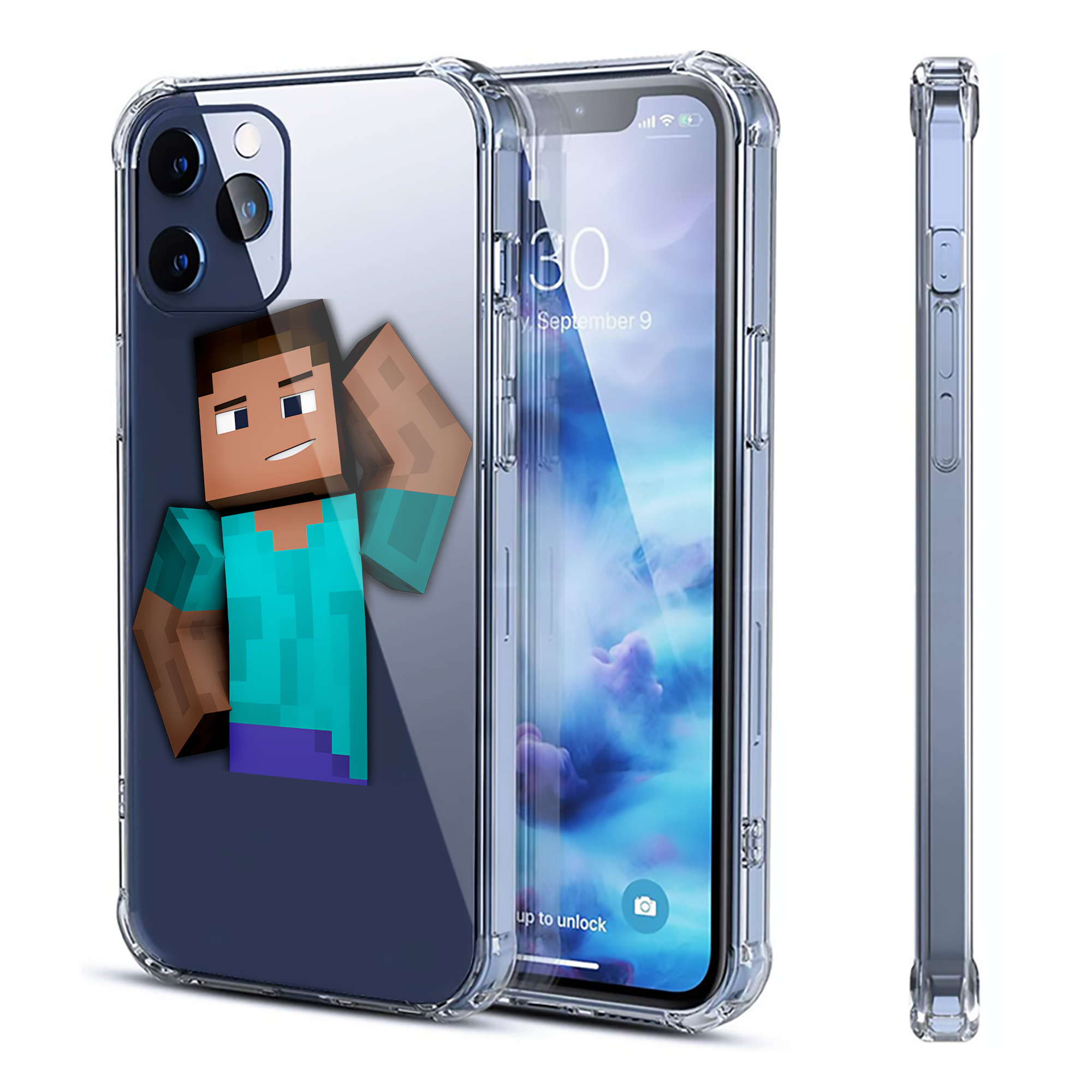（画像用） マインクラフト ブロックの世界 Minecraft MC Block world 【iPhone 12シリーズ対応】透明スマホケース（クリアソフトケース）